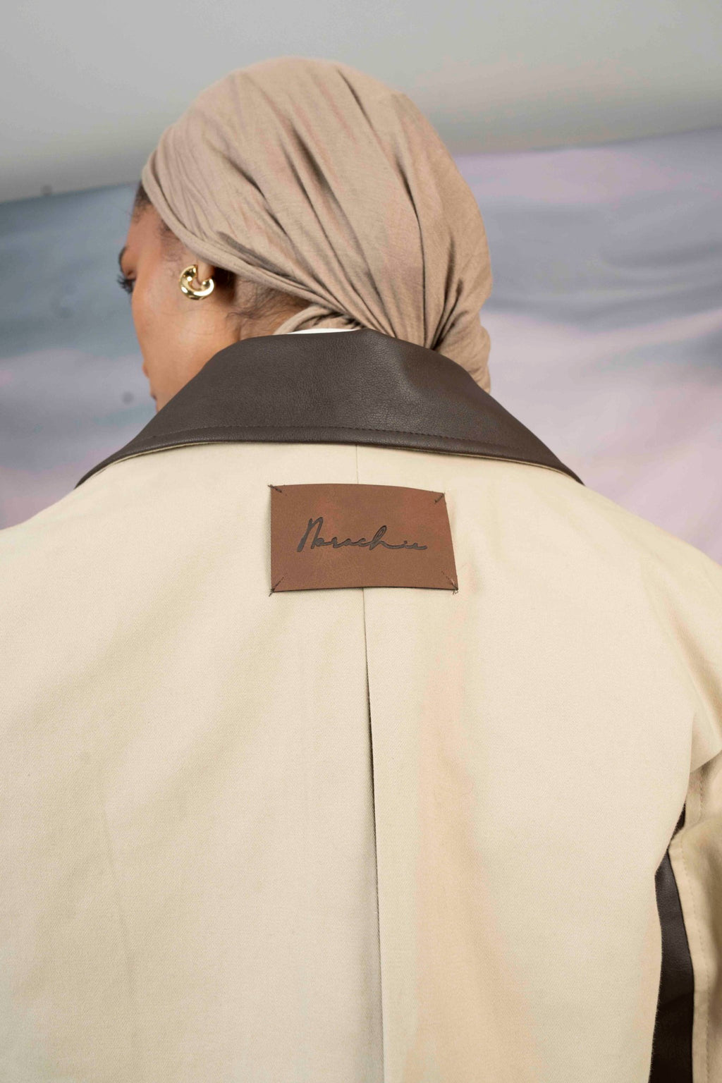 GABARDINE & LEATHER CROPPED COAT