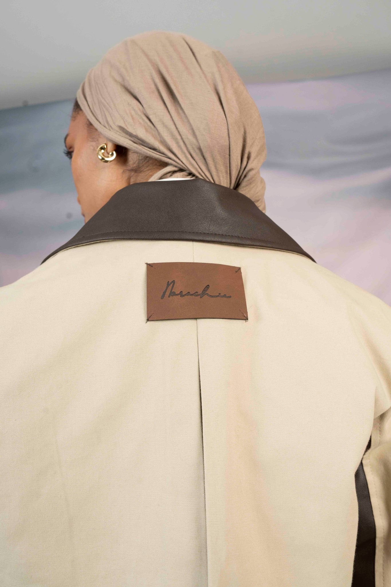 GABARDINE & LEATHER CROPPED COAT