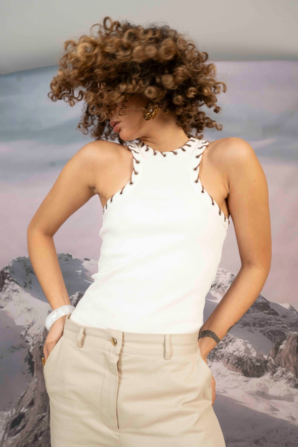 Trim Ribbed Racerback Tank