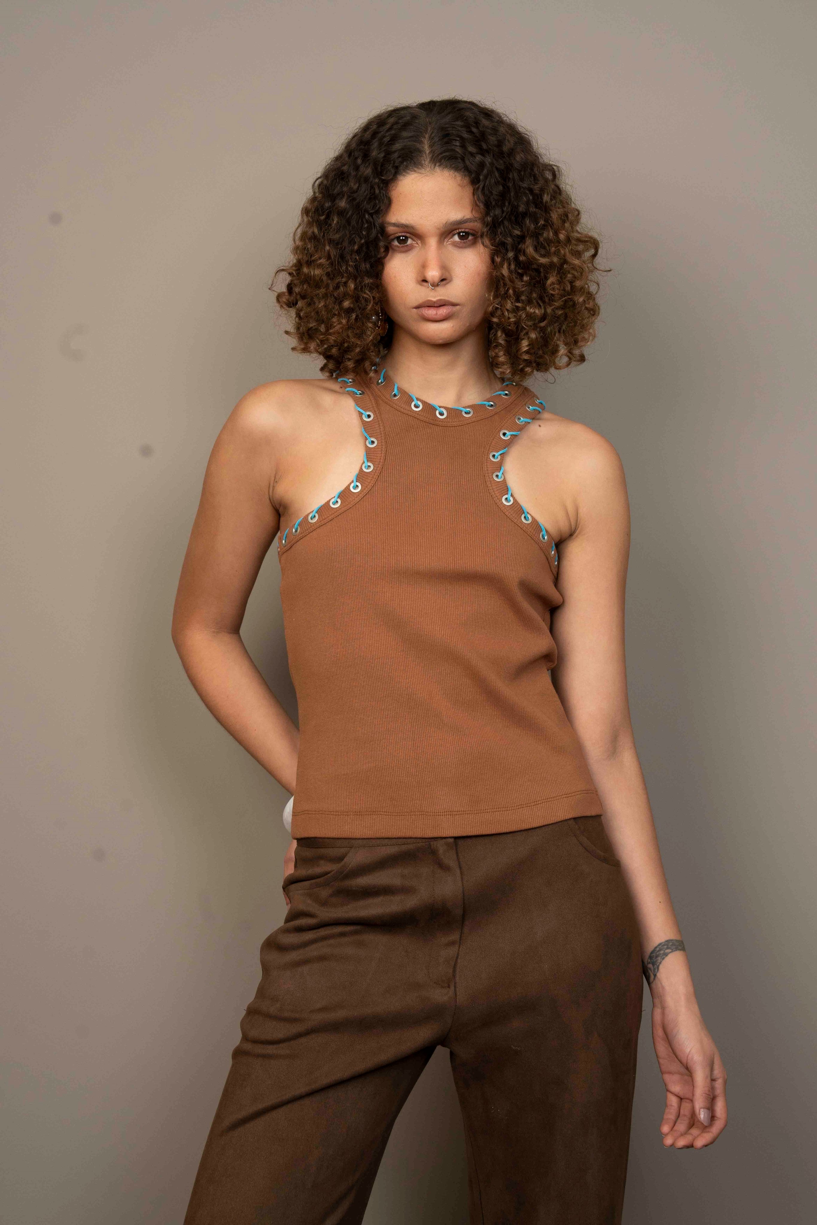 Trim Ribbed Racerback Tank